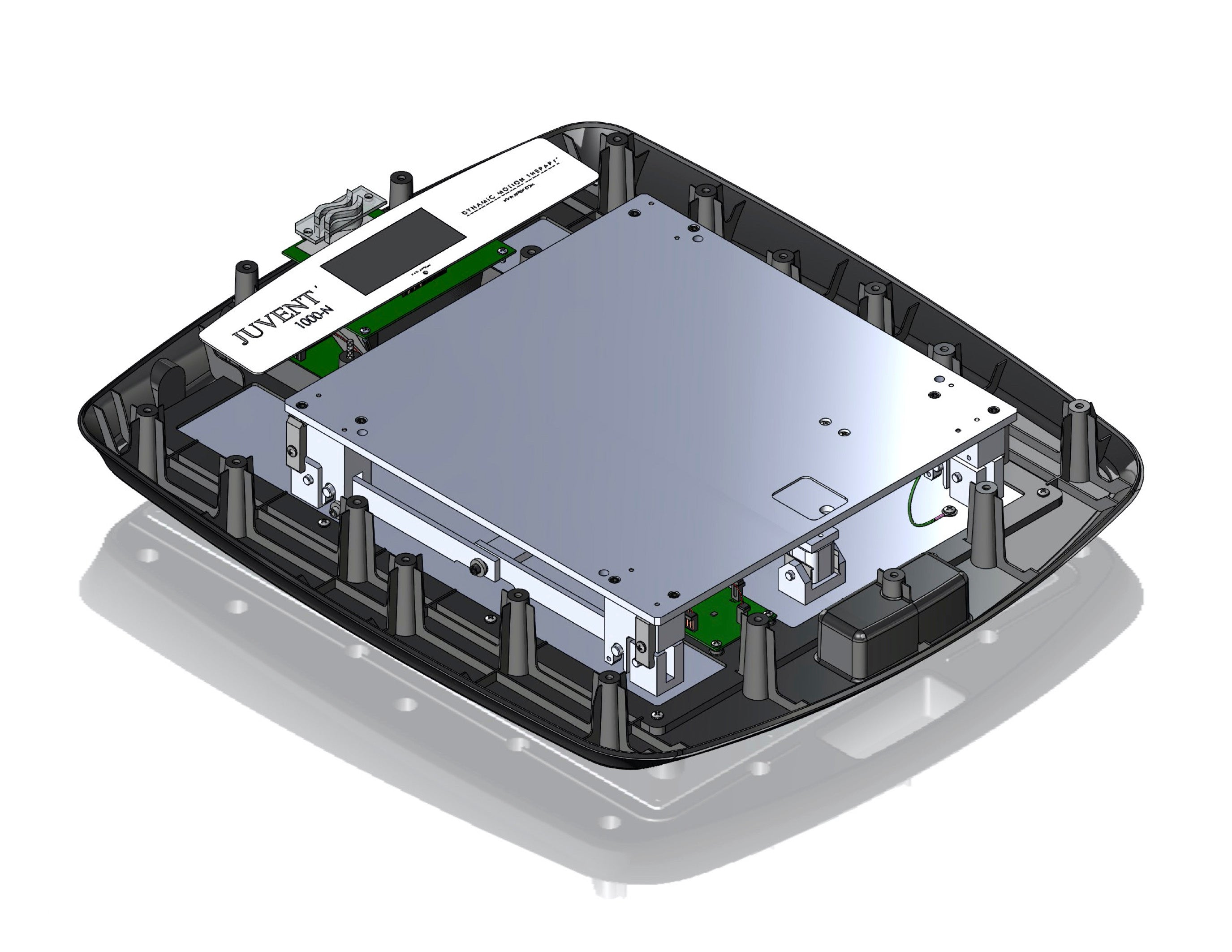 Internal diagram of the Juvent 1000-N micro-impact system for dynamic motion therapy.#configurations_juvent-micro-impact-platform